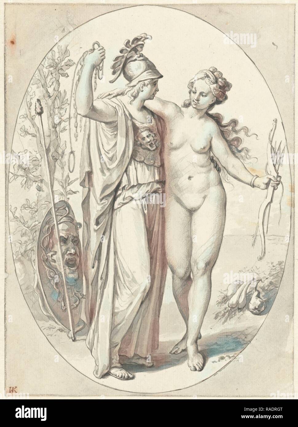 Minerva e Venere, anonimo, 1700 - 180. Reinventato da Gibon. Arte Classica con un tocco di moderno reinventato Foto Stock