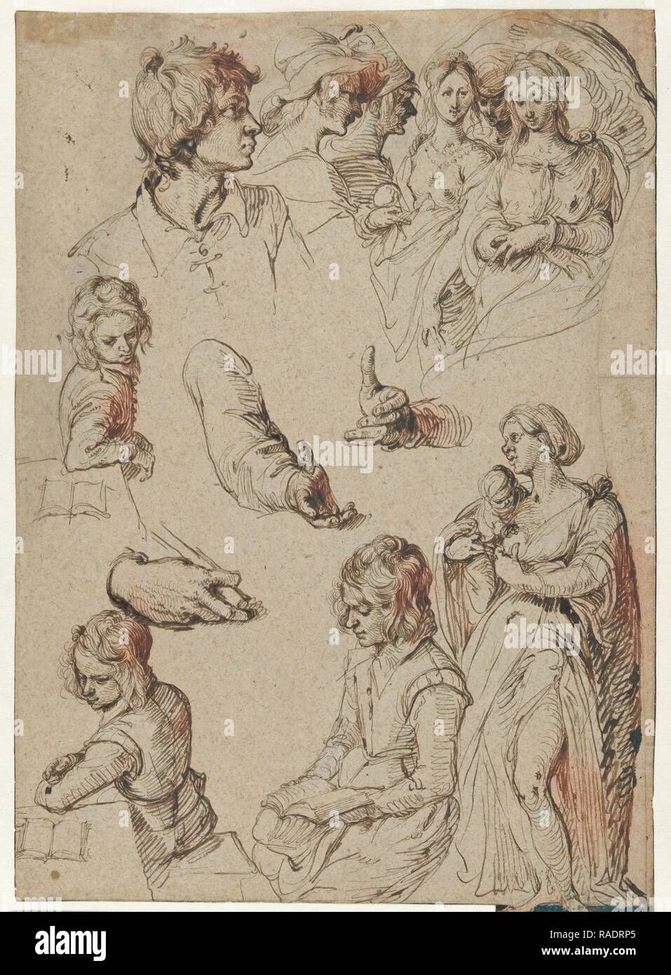 Studio delle mani e figure, Jacob de Gheyn (II), 160. Reinventato da Gibon. Arte Classica con un tocco di moderno reinventato Foto Stock