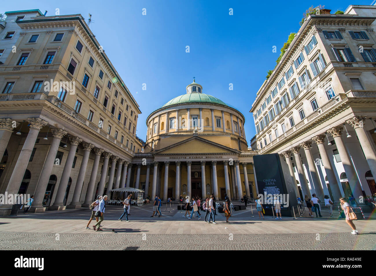 Vista della Basilica di San Carlo al Corso in Piazza San Carlo, Milano, Lombardia, Italia, Europa Foto Stock
