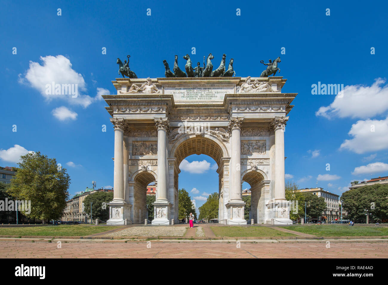 Vista di Arco della Pace (Arco della Pace), Milano, Lombardia, Italia, Europa Foto Stock