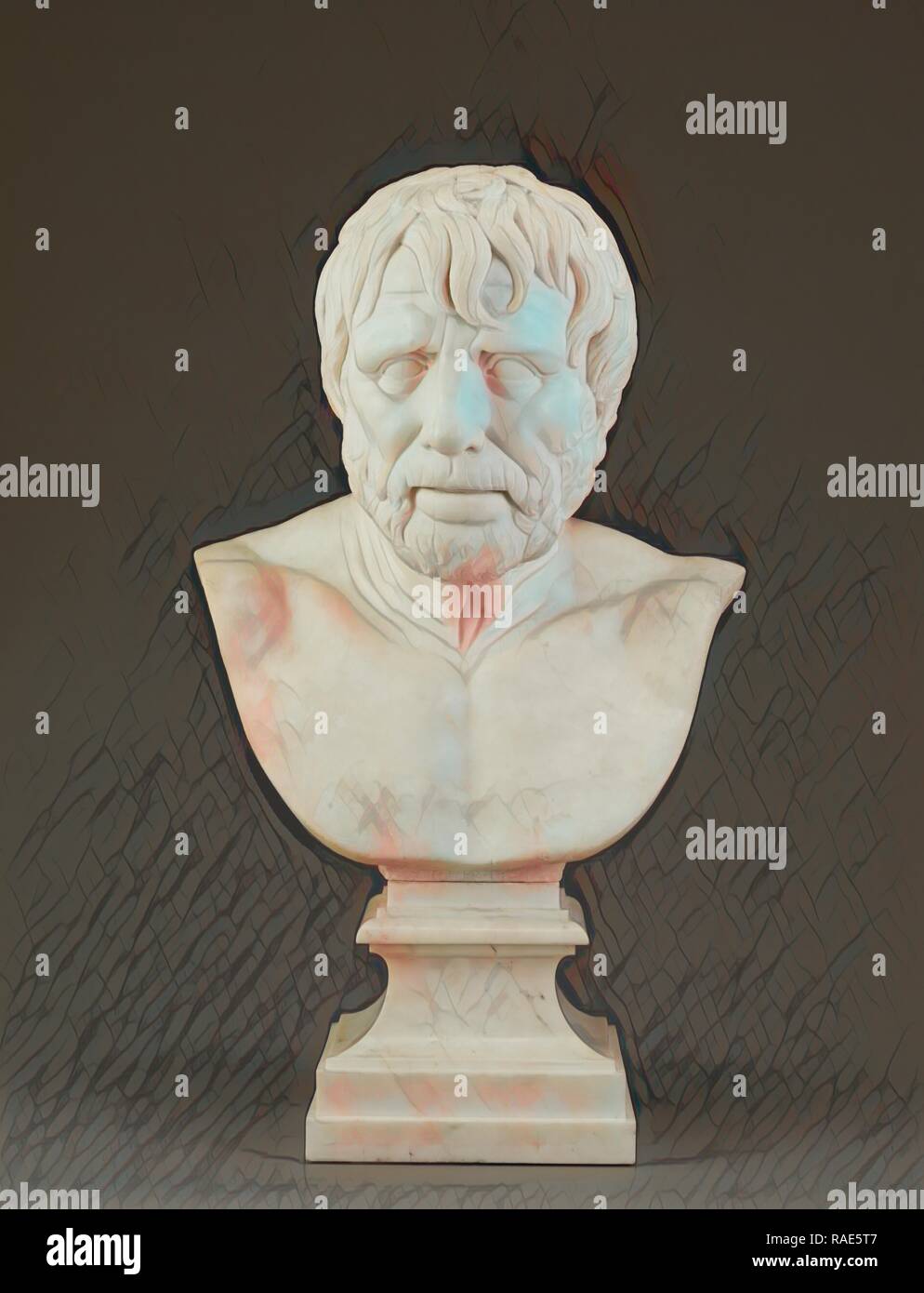 Busto di Pseudo-Seneca (dopo l'antico), Joseph Wilton (inglese, 1722 - 1803), in Inghilterra, 1755 - 1765, marmo, 61 cm reinventato Foto Stock