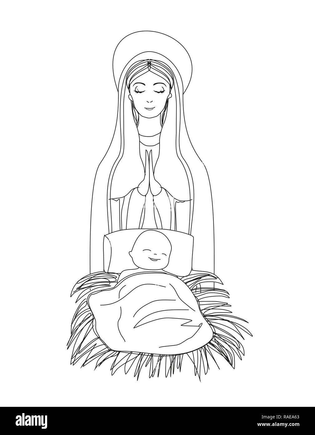 Madonna con Gesù bambino Illustrazione Vettoriale