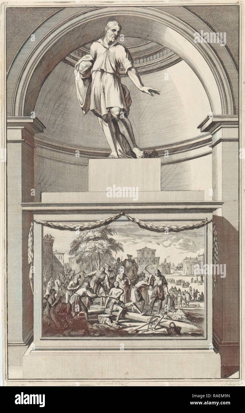 Apostolo Simone lo zelota, Jan Luyken, Zacharias Chatelain (II), Jan Goere. Reinventato da Gibon. Arte Classica con un reinventato Foto Stock