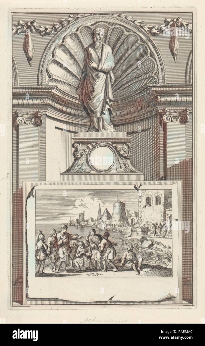 Sant Atanasio di Alessandria, Padre della Chiesa, Jan Luyken, Zacharias Chatelain (II. Reinventato da Gibon. Arte Classica reinventato Foto Stock
