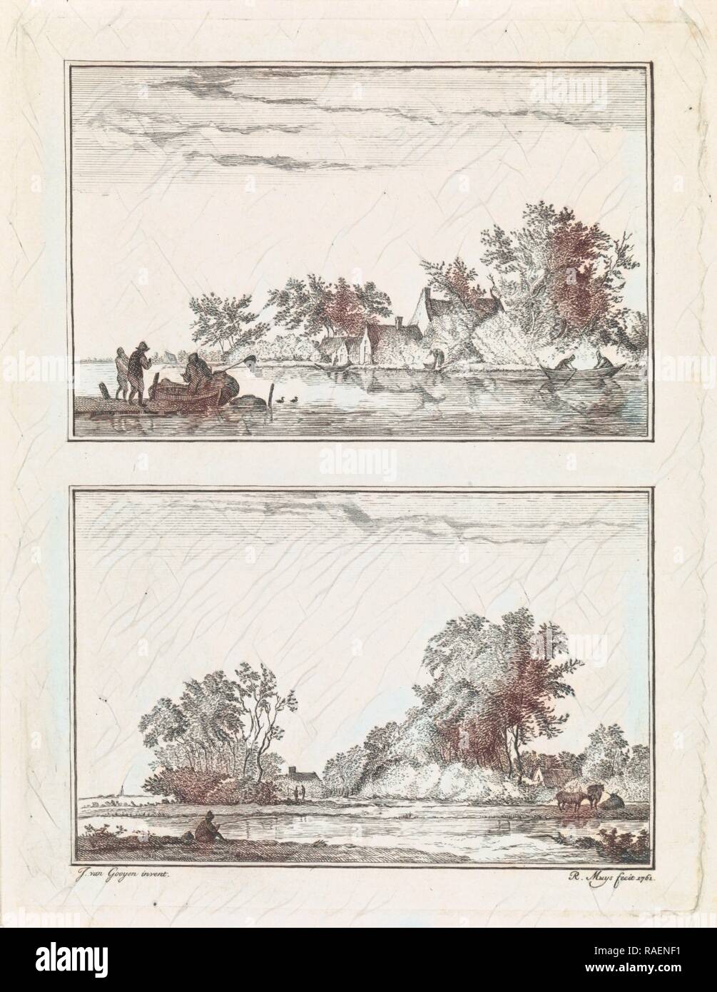 Due paesaggi marini, Robbert Muys, 176. Reinventato da Gibon. Arte Classica con un tocco di moderno reinventato Foto Stock