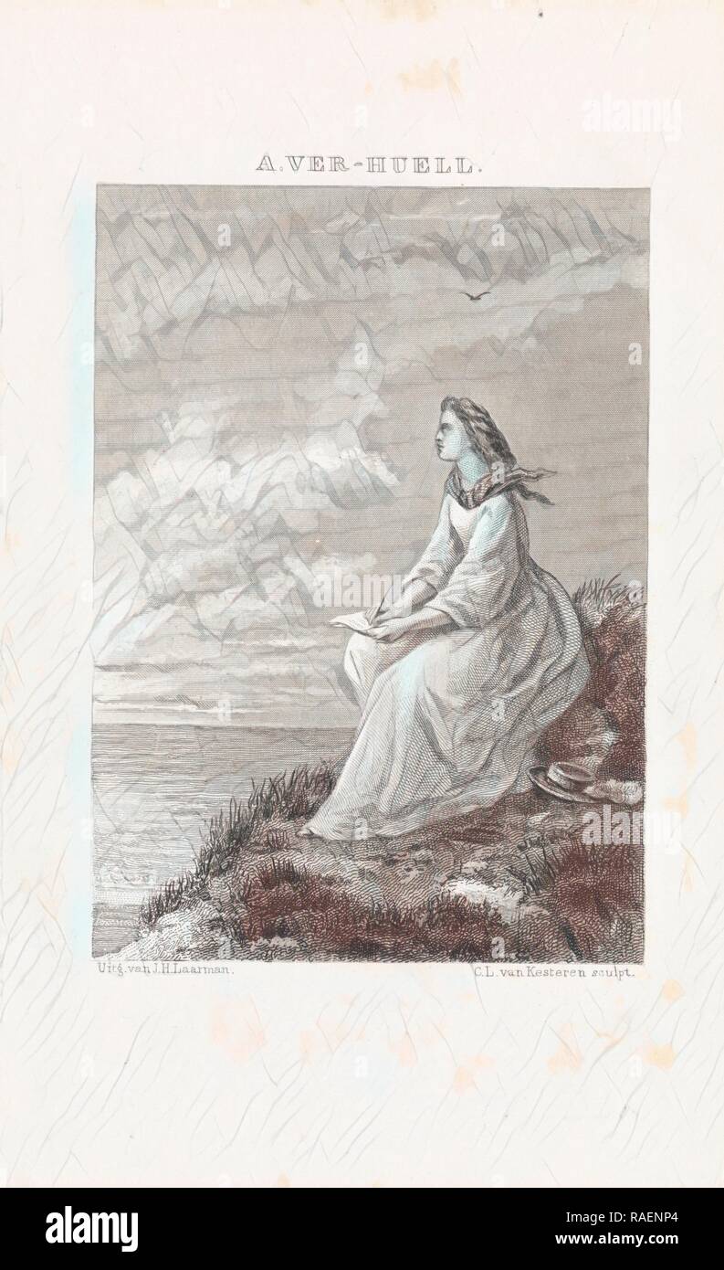 La scrittura sulla spiaggia, Christiaan Lodewijk van Kesteren, J.H. Laarman, 187. Reinventato da Gibon. Arte Classica con un reinventato Foto Stock
