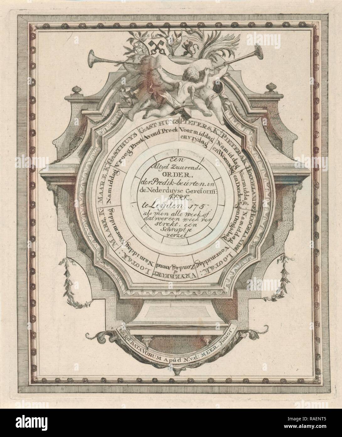 Sermone ornamentali più saggio per la frequenza della chiesa di Leiden nei Paesi Bassi, Noach van der Meer (II), 1750 - 175 reinventato Foto Stock