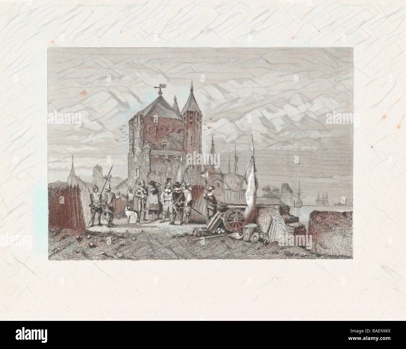 I soldati in una città, Christiaan Lodewijk van Kesteren, 1842 - 189. Reinventato da Gibon. Arte Classica con un moderno reinventato Foto Stock