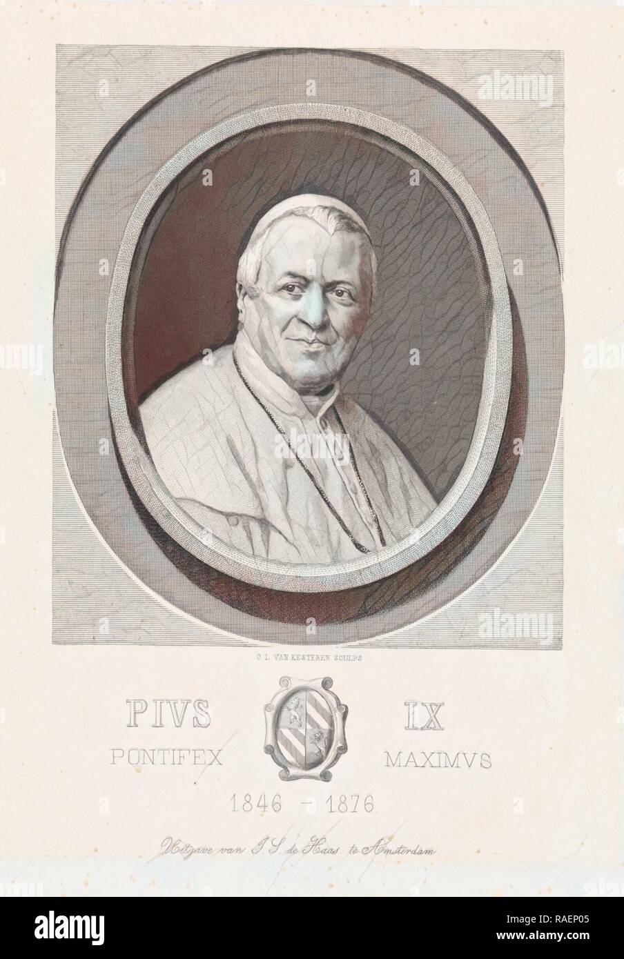 Ritratto di papa Pio IX, Christiaan Lodewijk van Kesteren, I.S. de Haas, 1876 - 188. Reinventato da Gibon. Classic reinventato Foto Stock