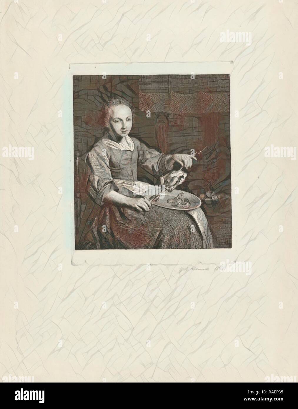 Polli allo spiedo, G.A. Karsen, 186. Reinventato da Gibon. Arte Classica con un tocco di moderno reinventato Foto Stock