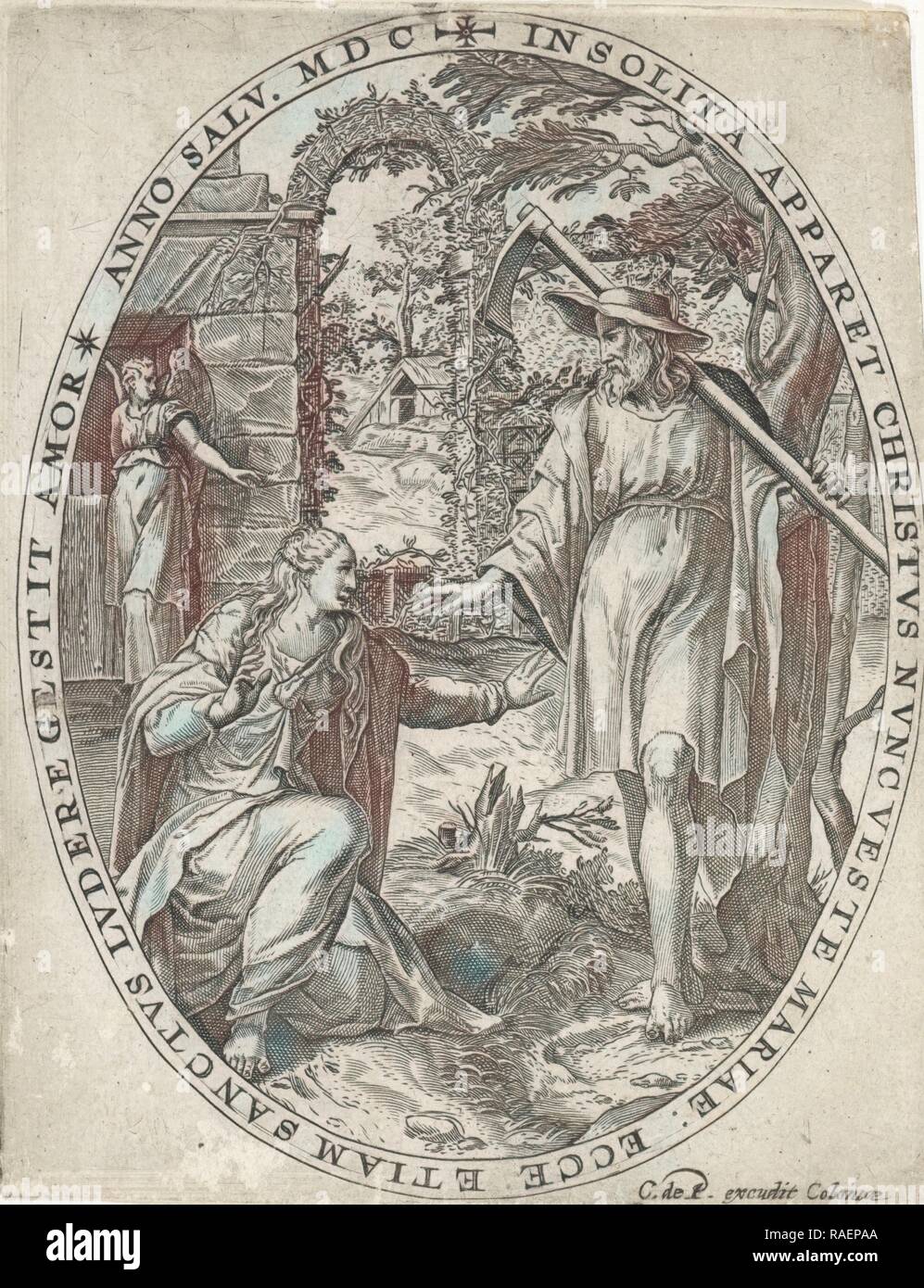 Cristo appare a Maria Maddalena come un giardiniere, Crispijn van de Passe (MI), 160. Reinventato da Gibon. Arte Classica con reinventato Foto Stock