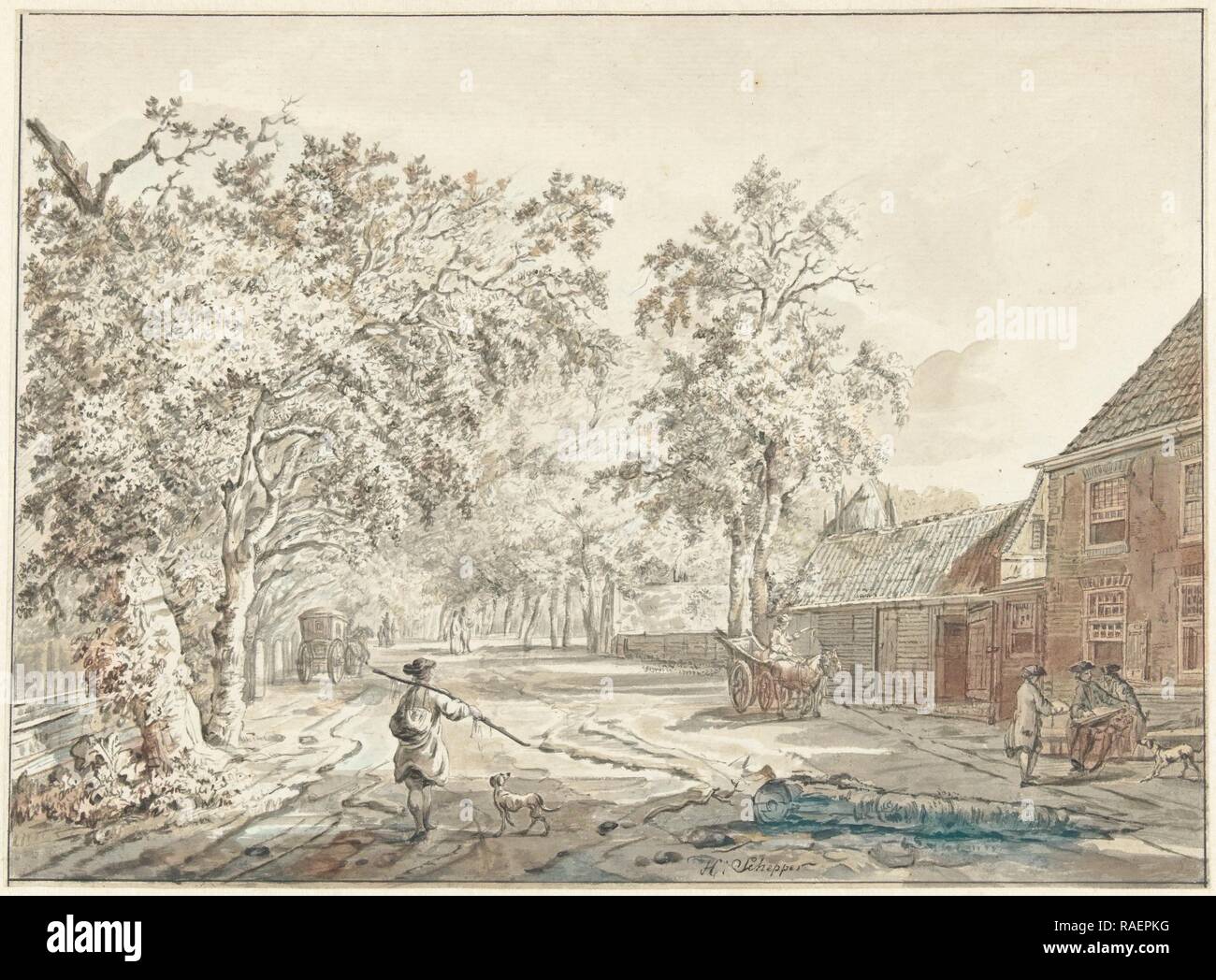 Villaggio, Hendrik Schepper, 1700 - 180. Reinventato da Gibon. Arte Classica con un tocco di moderno reinventato Foto Stock