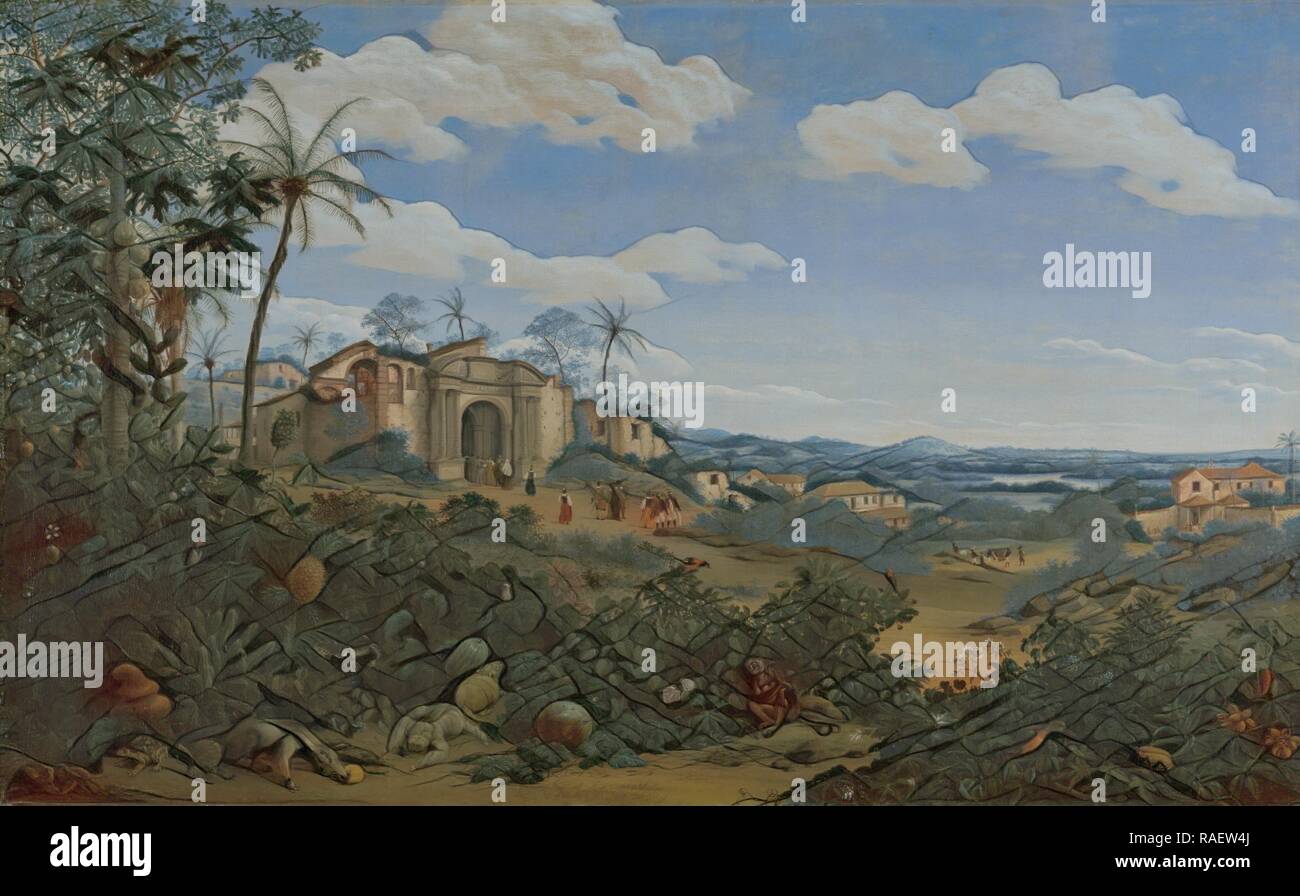 Vista di Olinda, Brasile, Frans Jansz Post, 166. Reinventato da Gibon. Arte Classica con un tocco di moderno reinventato Foto Stock