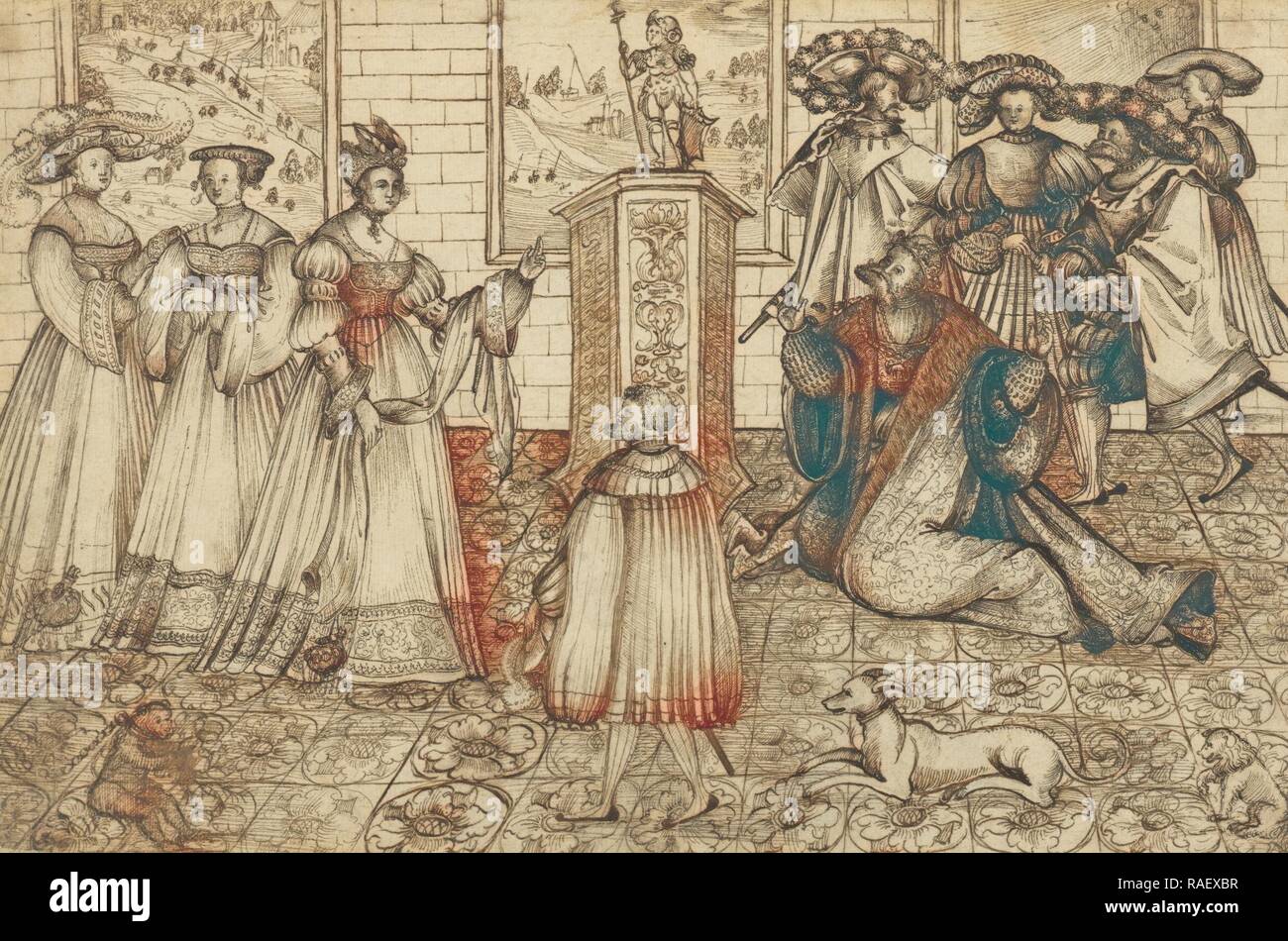 L'idolatria di Salomone, Monogrammist come (tedesco, attivo 1530), in Germania, circa 1530, penna e il marrone scuro inchiostro, reinventato Foto Stock