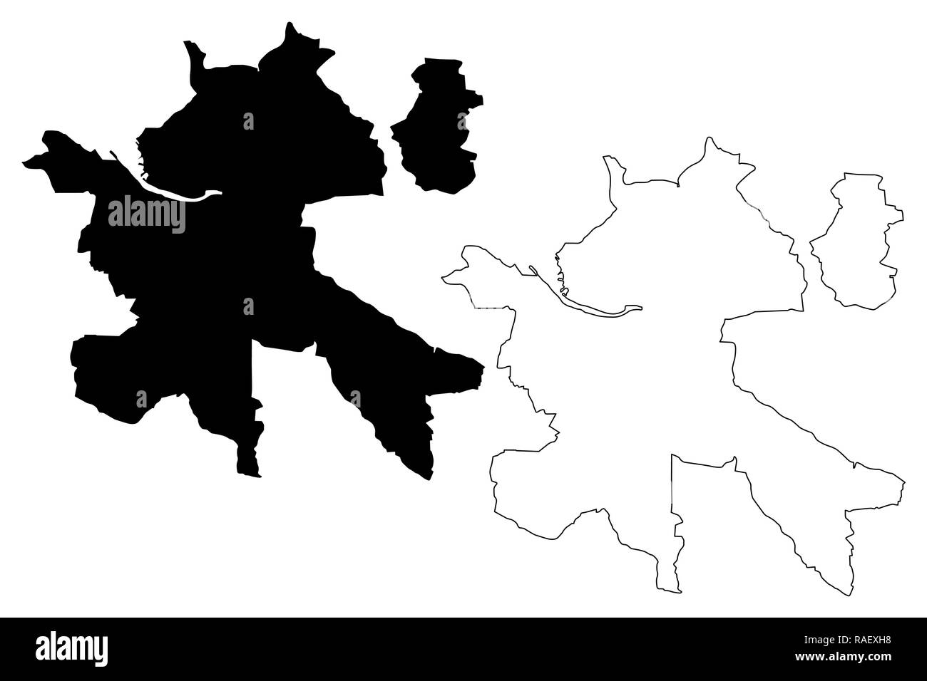 Zilina City (Slovacchia, Repubblica Slovacca city) mappa illustrazione vettoriale, scribble schizzo città di Zilina mappa Illustrazione Vettoriale