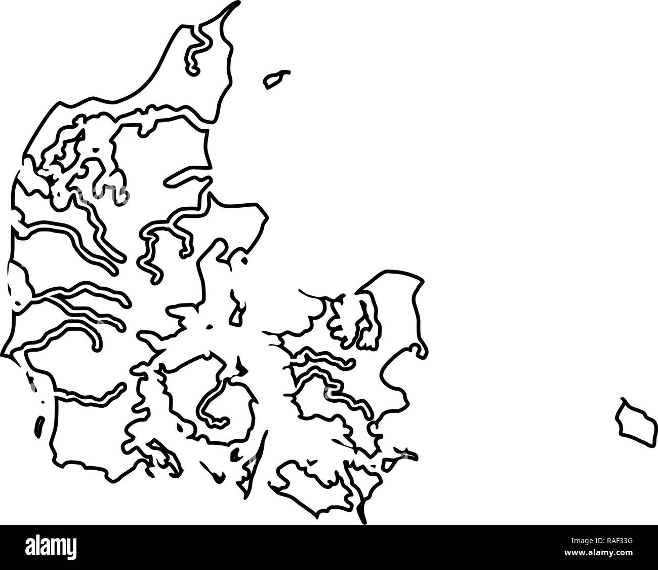 Mappa di Danimarca icona colore nero vettore I stile piatto semplice immagine Illustrazione Vettoriale