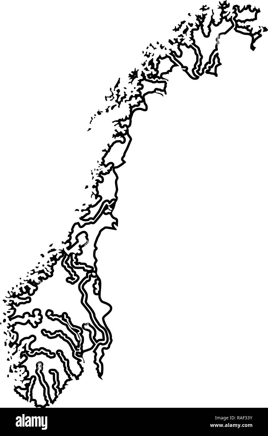 Mappa di Norvegia icona colore nero vettore I stile piatto semplice immagine Illustrazione Vettoriale