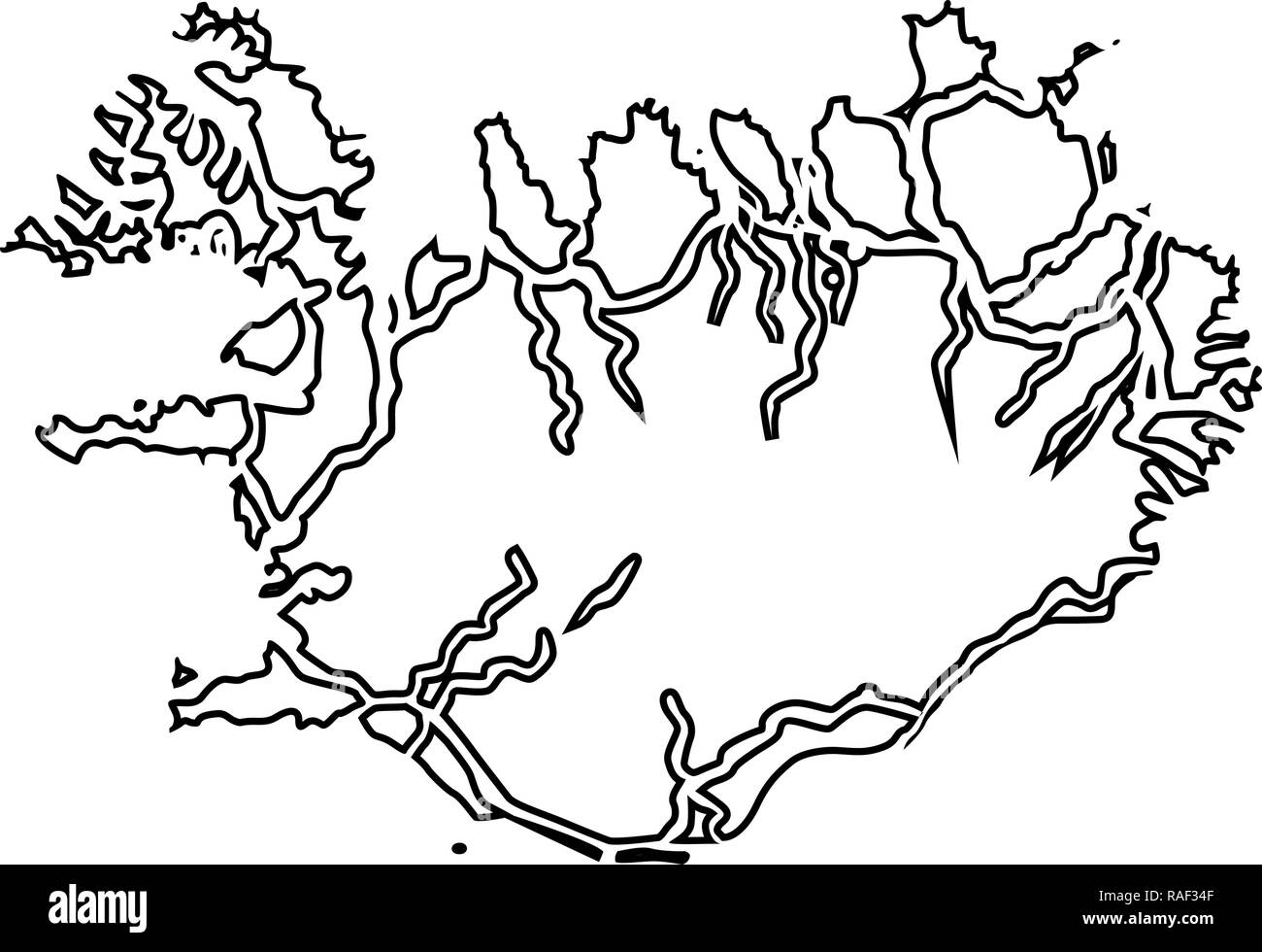 Mappa di Islanda icona colore nero vettore I stile piatto semplice immagine Illustrazione Vettoriale