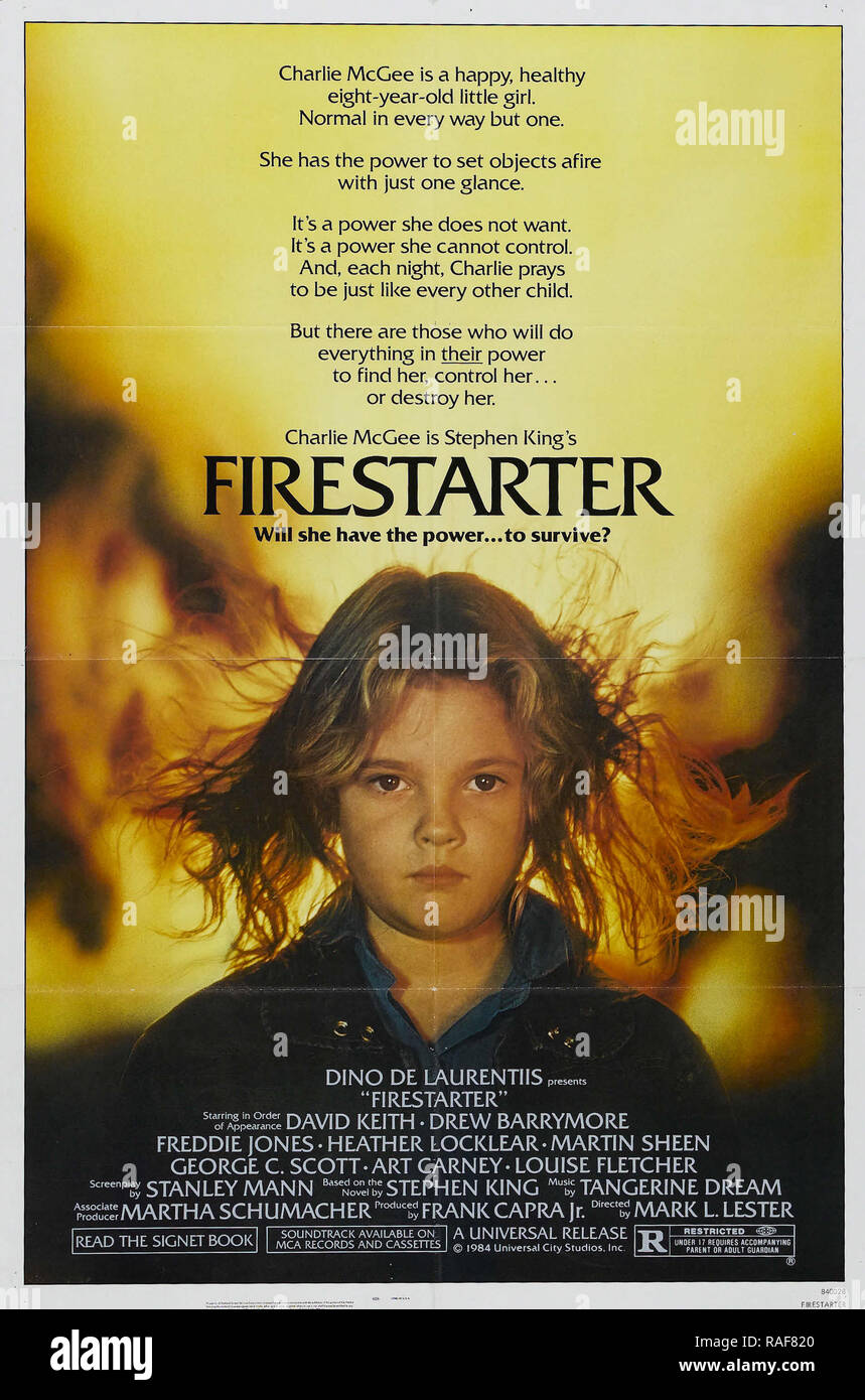 Firestarter (Universal, 1984), Poster Drew Barrymore Riferimento File # 33636 811THA Foto Stock