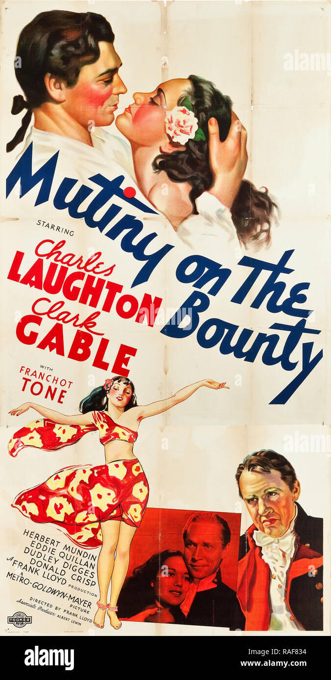 L'ammutinamento del Bounty (MGM, 1935), Poster Charles Laughton, Clark Gable Riferimento File # 33636 829THA Foto Stock
