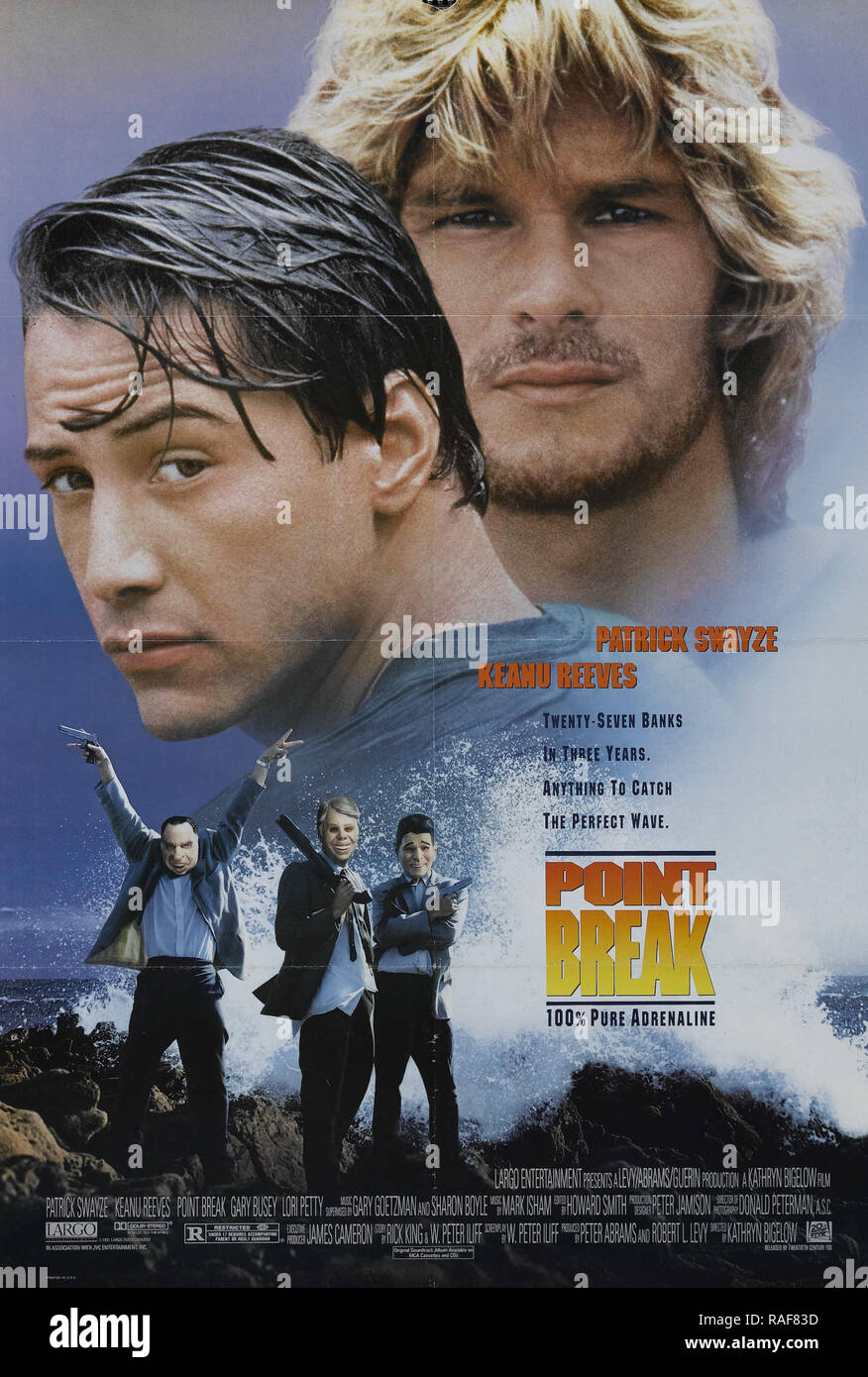 Rottura del punto (XX Century Fox, 1991), Poster Keanu Reeves, Patrick Swayze Riferimento File # 33636 837THA Foto Stock