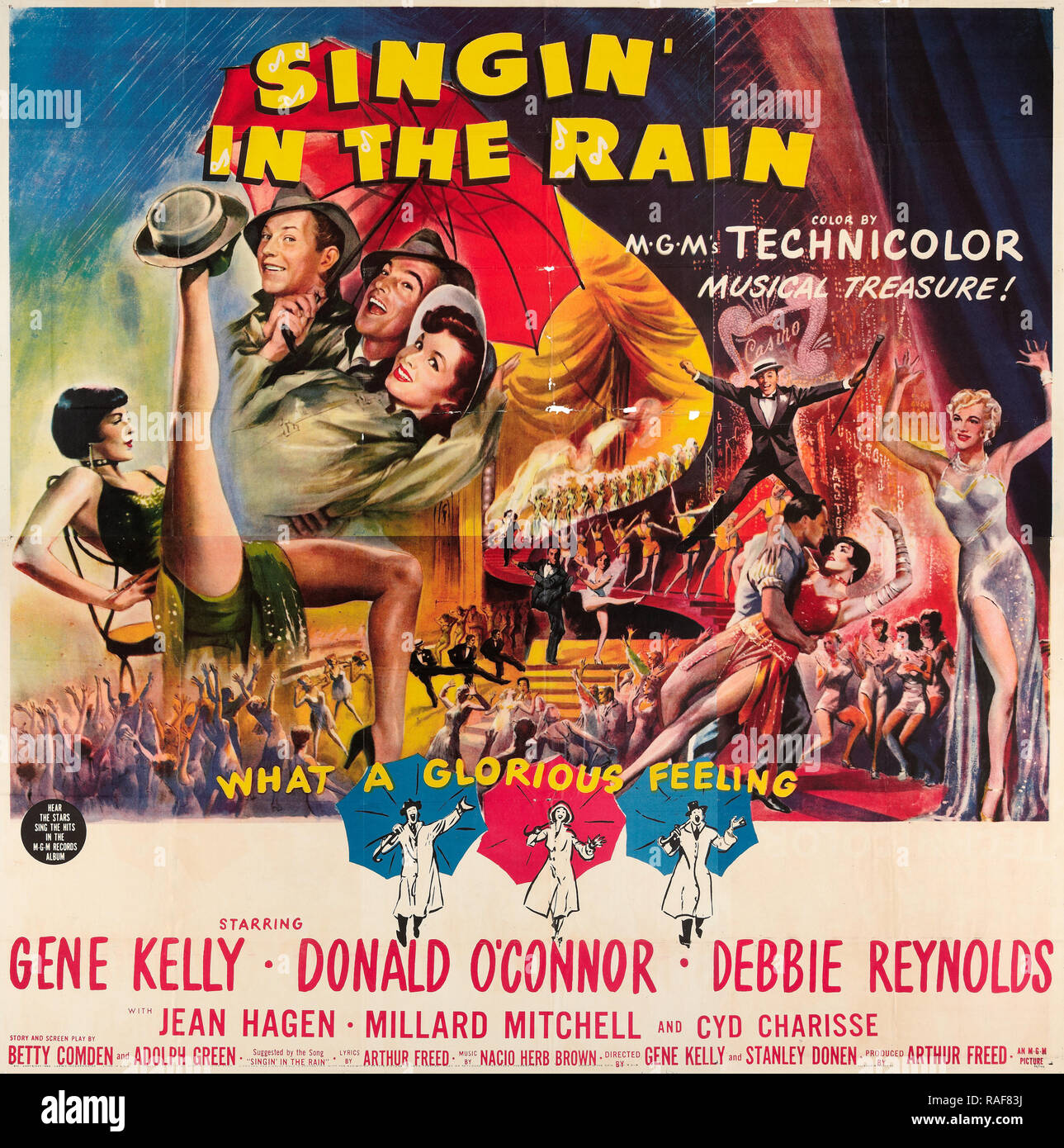 Singin' sotto la pioggia (MGM, 1952), Poster Gene Kelly, Donald O'Connor, Debbie Reynolds Riferimento File # 33636 840THA Foto Stock