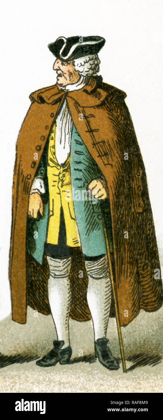 La figura qui illustrato è un cittadino tedesco nel 1700. Questa illustrazione risale al 1882. Foto Stock