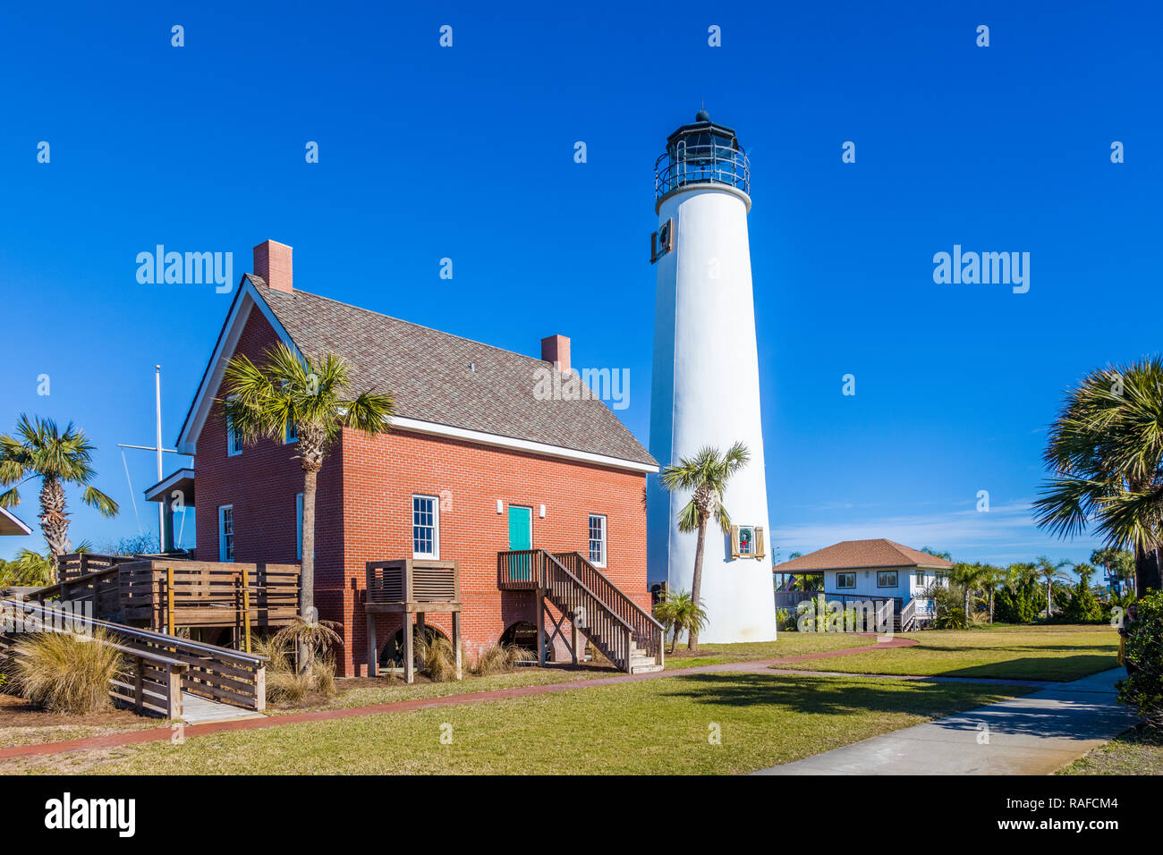 Isola di San Giorgio Faro Museo e negozio di articoli da regalo su St George Island in panhandle o dimenticato area costiera della Florida negli Stati Uniti Foto Stock