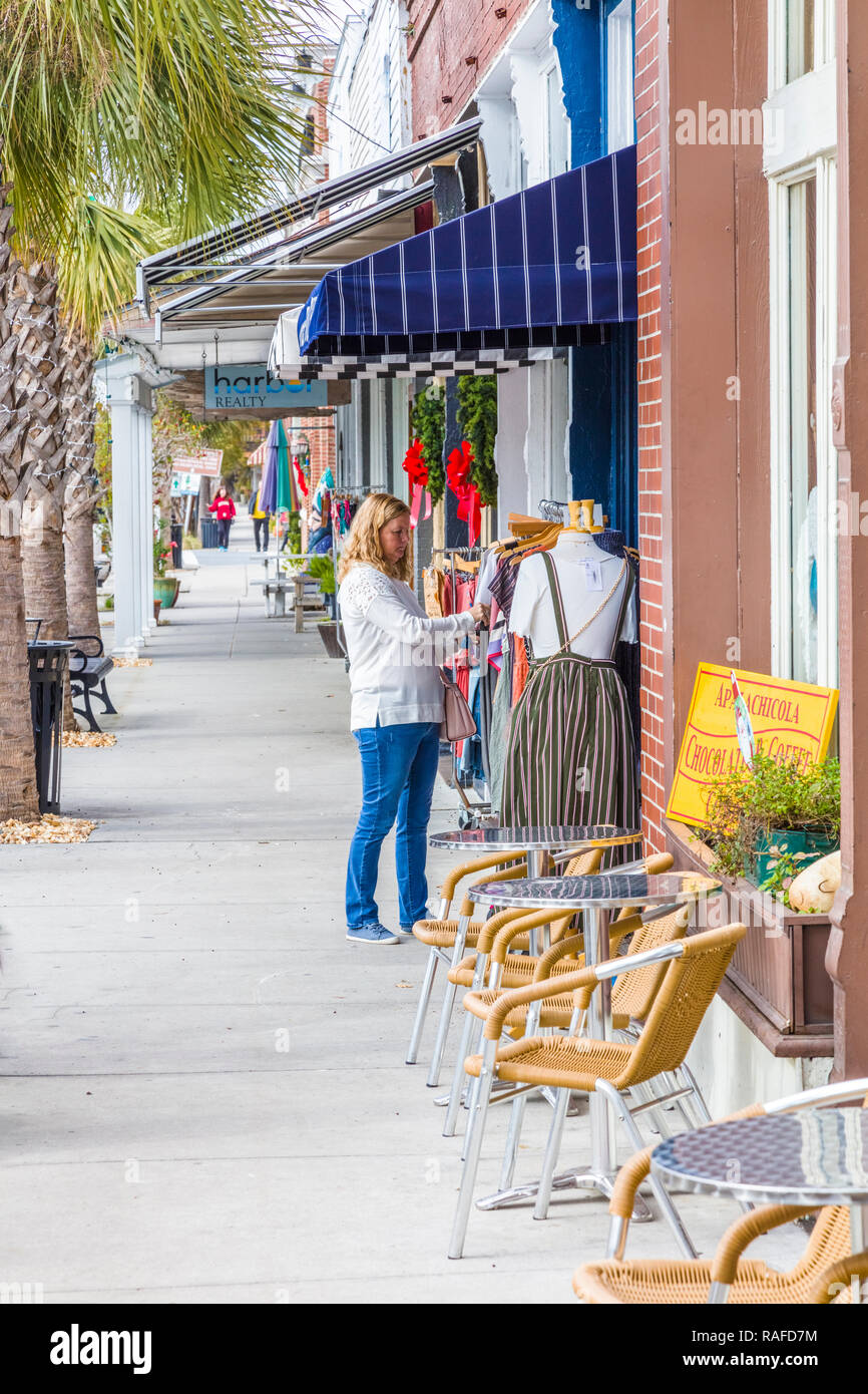 Commerciale del distretto storico di Apalachicola nella Panhandle area o dimenticato Coast della Florida negli Stati Uniti Foto Stock