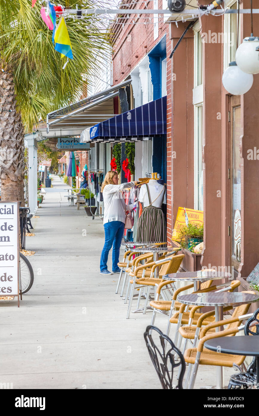 Commerciale del distretto storico di Apalachicola nella Panhandle area o dimenticato Coast della Florida negli Stati Uniti Foto Stock