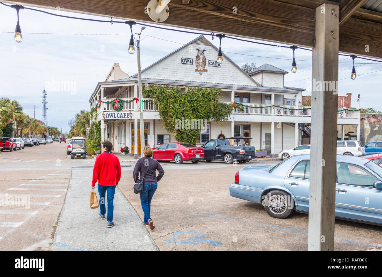 Commerciale del distretto storico di Apalachicola nella Panhandle area o dimenticato Coast della Florida negli Stati Uniti Foto Stock