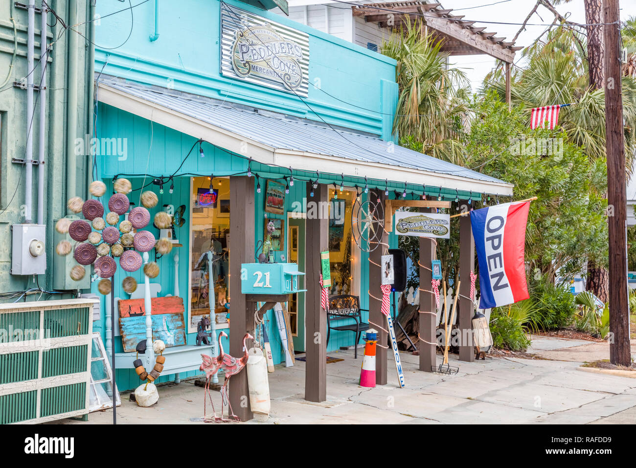 Commerciale del distretto storico di Apalachicola nella Panhandle area o dimenticato Coast della Florida negli Stati Uniti Foto Stock