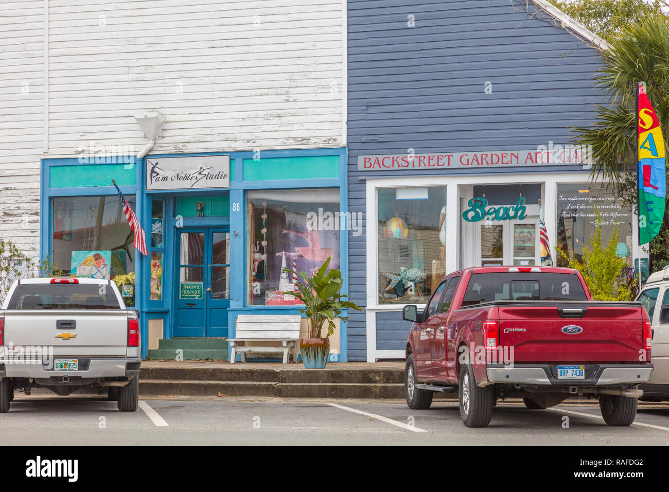 Commerciale del distretto storico di Apalachicola nella Panhandle area o dimenticato Coast della Florida negli Stati Uniti Foto Stock