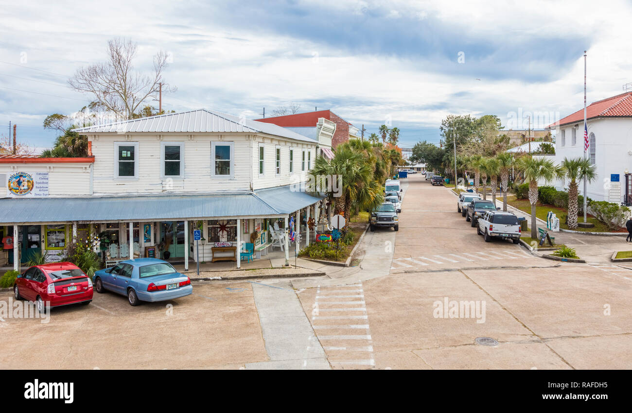 Commerciale del distretto storico di Apalachicola nella Panhandle area o dimenticato Coast della Florida negli Stati Uniti Foto Stock
