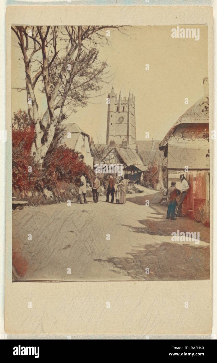 Chiesa Carisbrooke & Villaggio (Emballtio (?) Chiesa), F. Moor (inglese, attivo Ventnor, Isle of Wight, Inghilterra 1860 reinventato Foto Stock