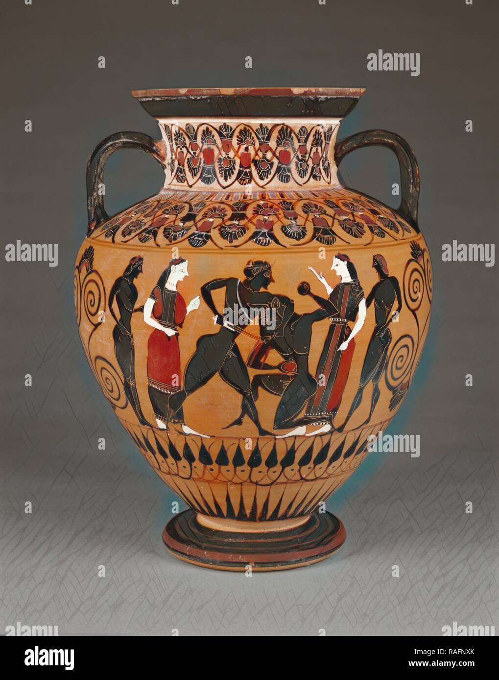 Storage Jar, attribuito al gruppo E (officina di Exekias) (Greco (mansarda), attivo 560 - 540 a.C.), Atene, Grecia reinventato Foto Stock