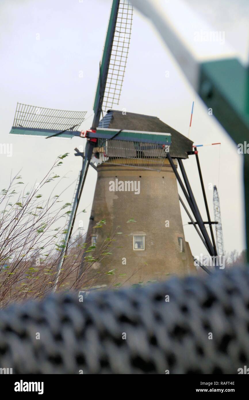 Mulino a vento funzionante Kinderdijk Foto Stock