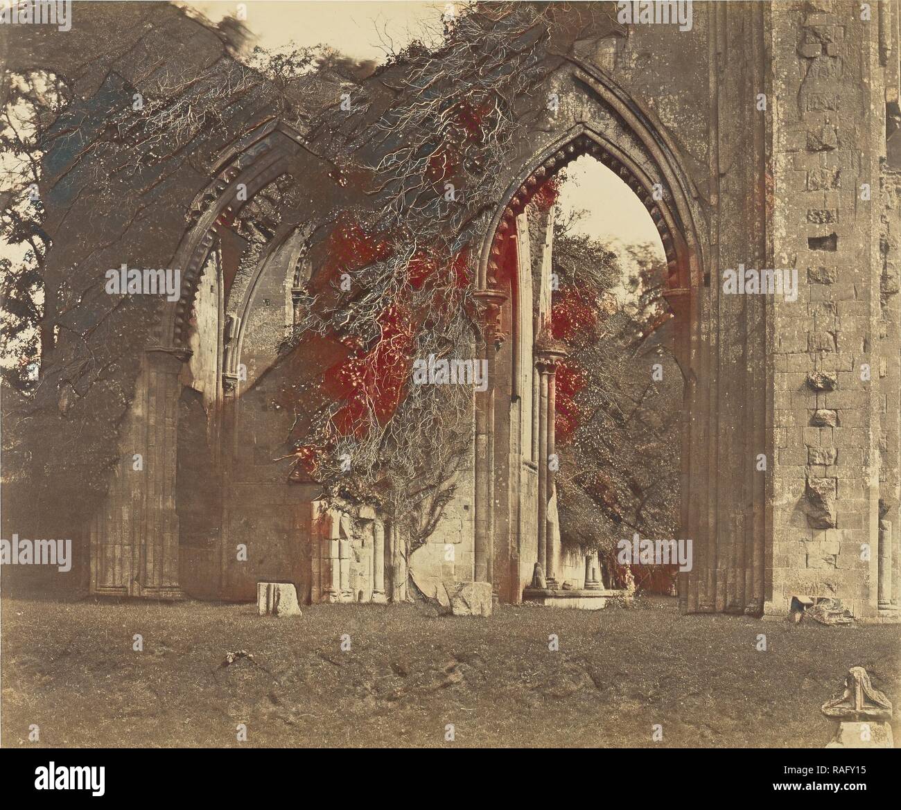 Abbazia di Glastonbury, gli archi della navata nord, Roger Fenton (inglese, 1819 - 1869), Glastonbury, Inghilterra, 1858 reinventato Foto Stock