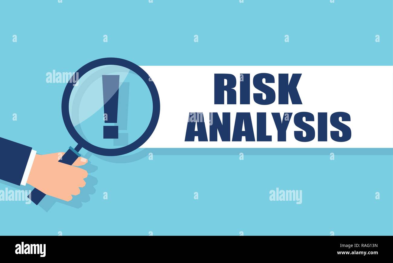 Vettore di un imprenditore mano che tiene la lente di ingrandimento con un punto esclamativo. Illustrazione Vettoriale