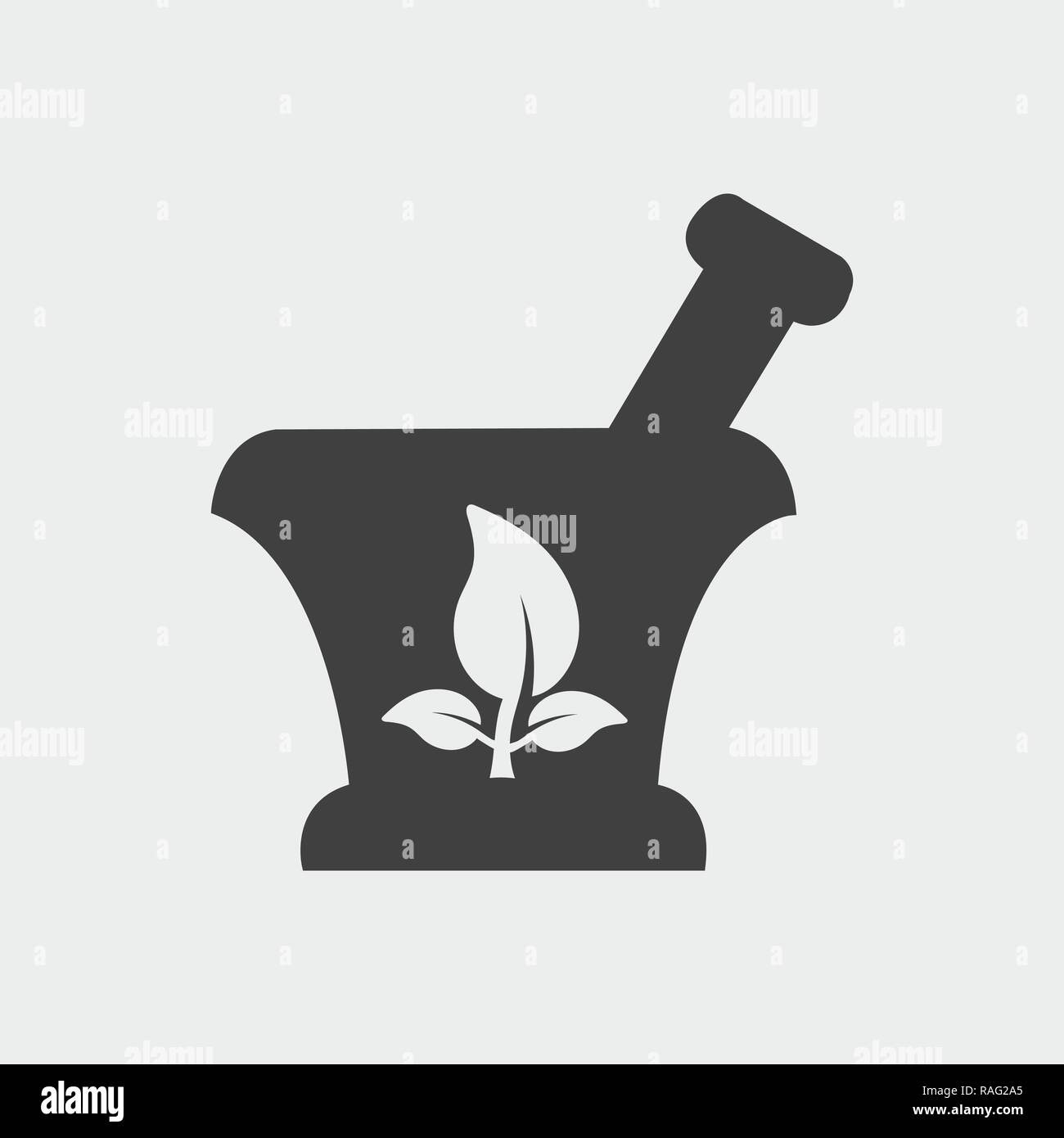 La farmacia e la medicina e la relativa icona. Su sfondo grigio. Illustrazione Vettoriale