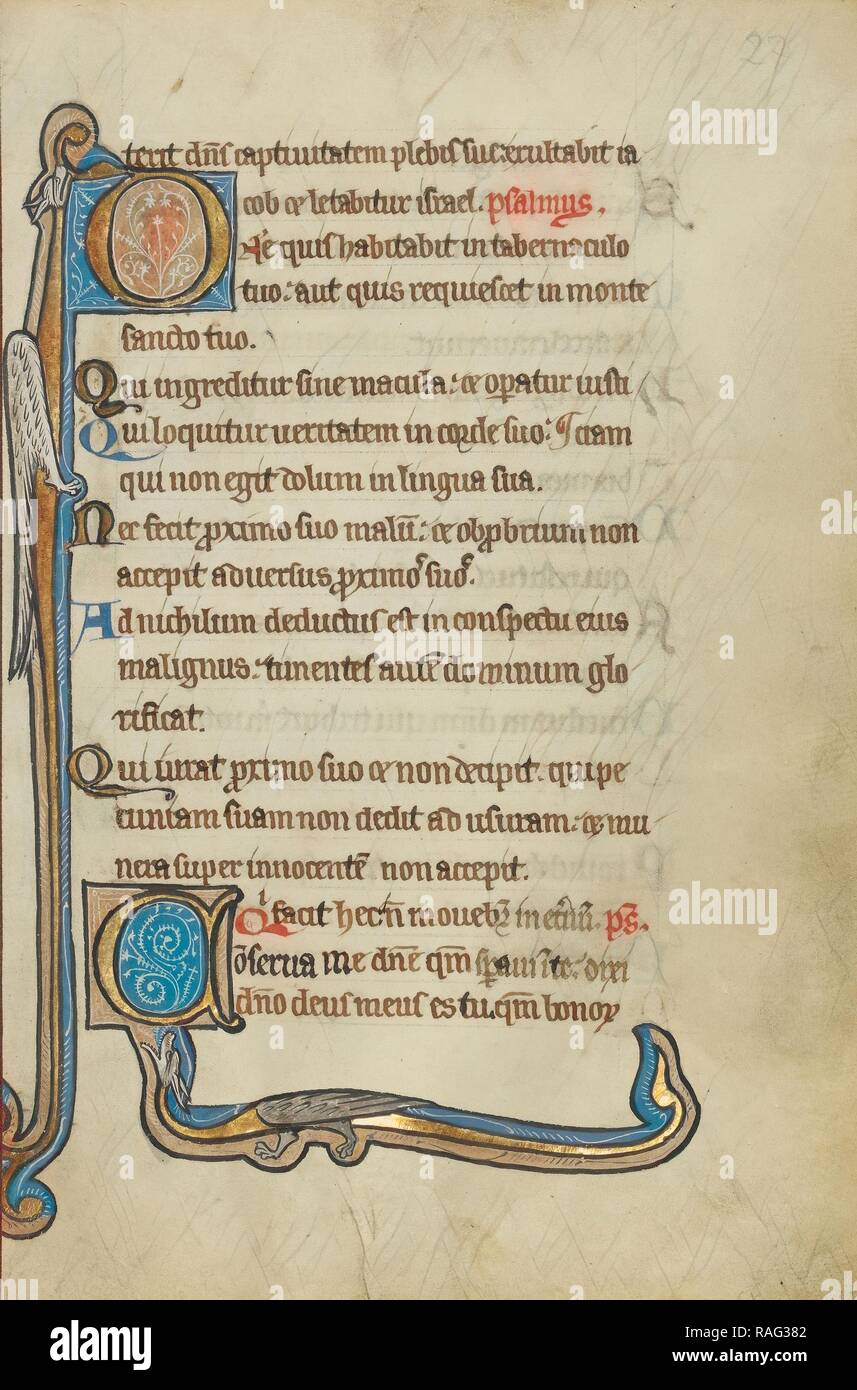 Abitata iniziale D, abitato c iniziale, Bruges (eventualmente), Belgio, mid-1200s, tempere, foglia oro e inchiostro reinventato Foto Stock