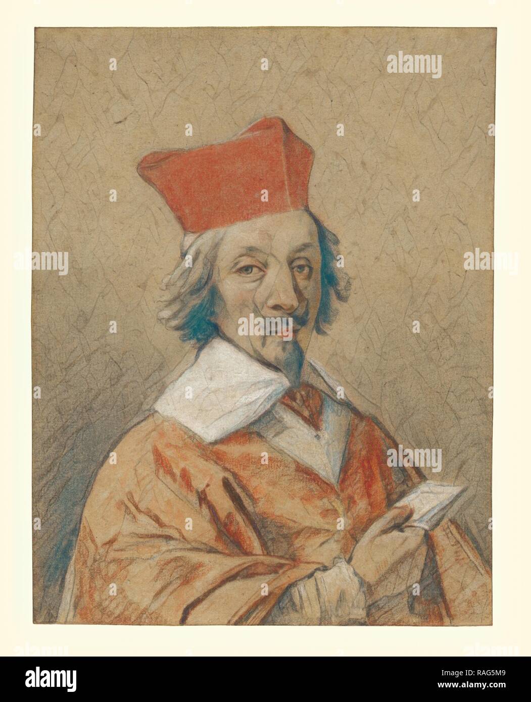 Ritratto di Armand-Jean du Plessis, il cardinale de Richelieu, Simon Vouet (francese, 1590 - 1649), Francia, circa 1632 reinventato Foto Stock