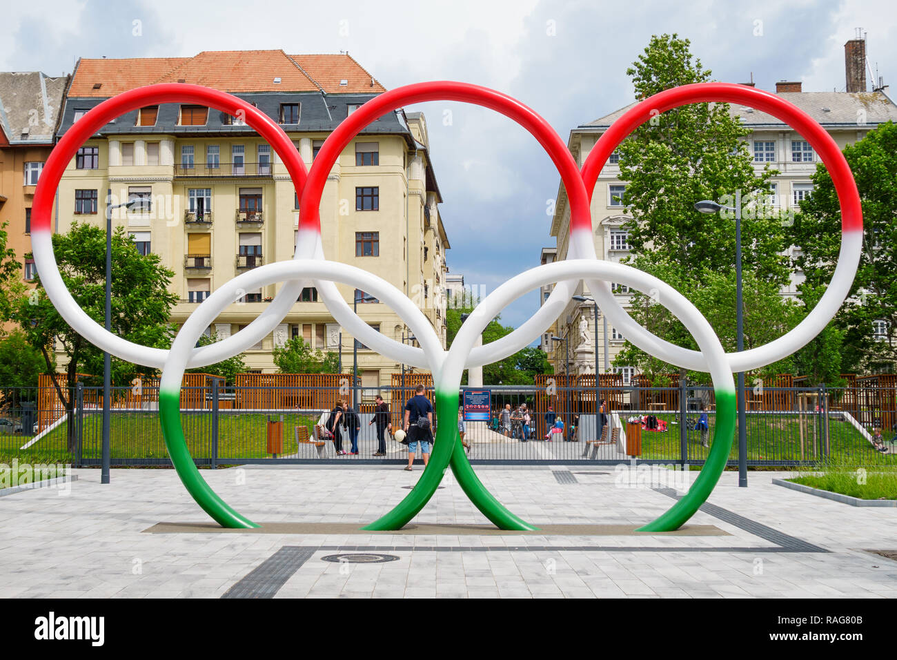 Olimpia park nel centro cittadino di Budapest, Ungheria Foto Stock