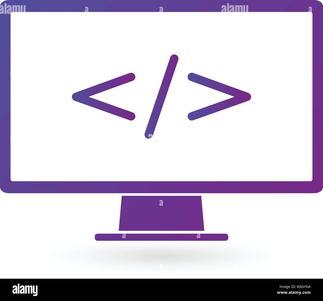 Icona di codifica del vettore di codifica, in computer isolati su sfondo bianco. Design pulito Illustrazione Vettoriale