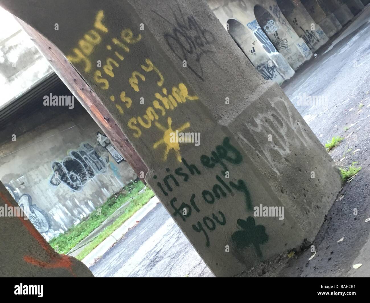 Detroit Urban Graffiti Arte Throw-Up pezzo! Foto Stock