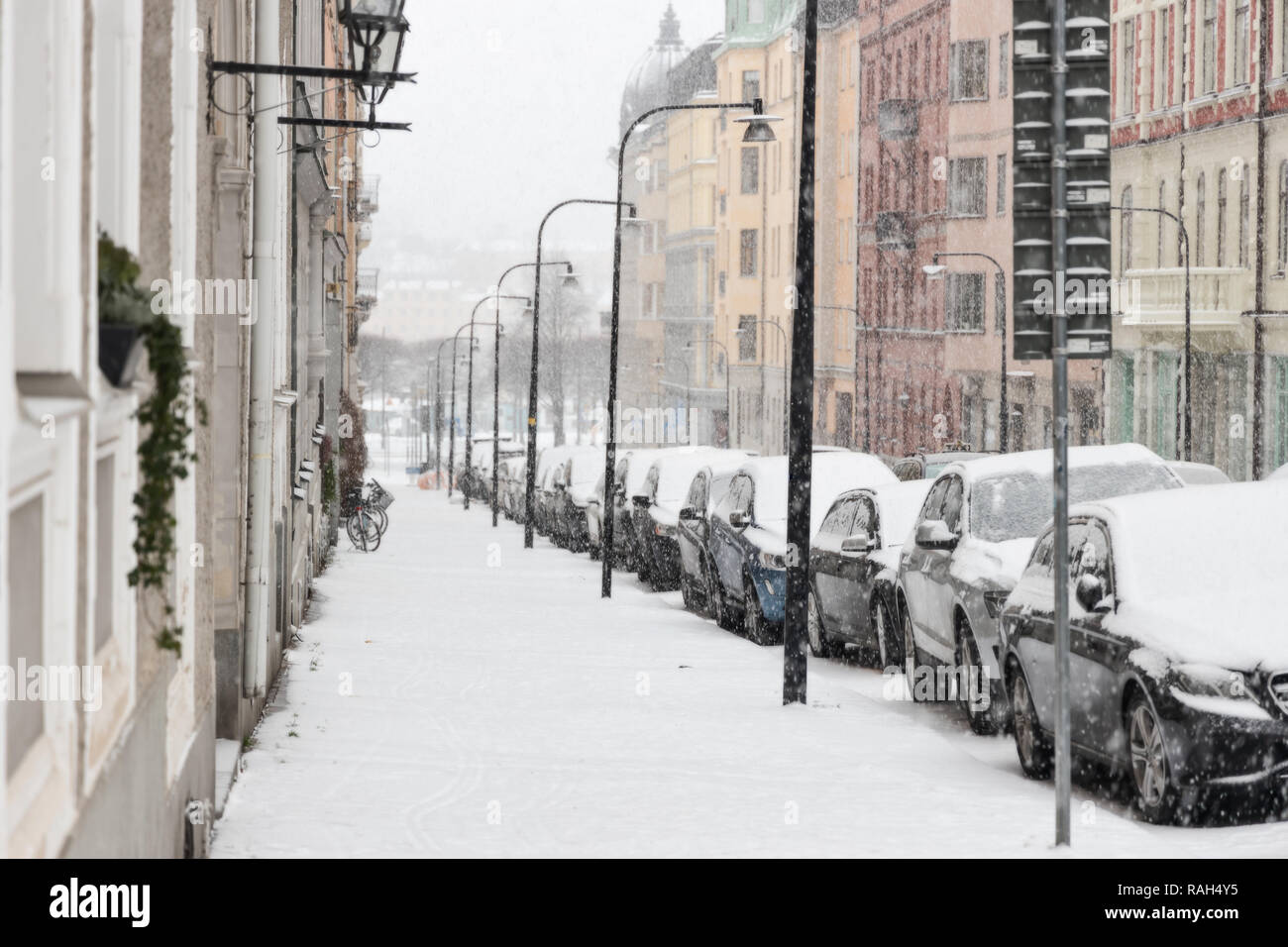 Giorno nevoso a Stoccolma in inverno Foto Stock