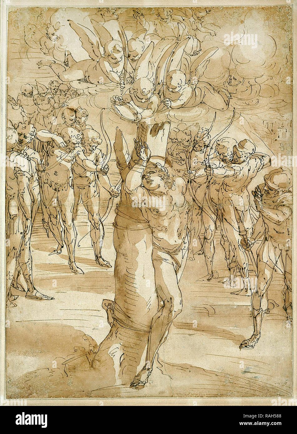 Luca Cambiaso, Il Martirio di San Sebastiano, circa 1561-1563, Blanton Museum of Art di Austin, Stati Uniti d'America. Foto Stock