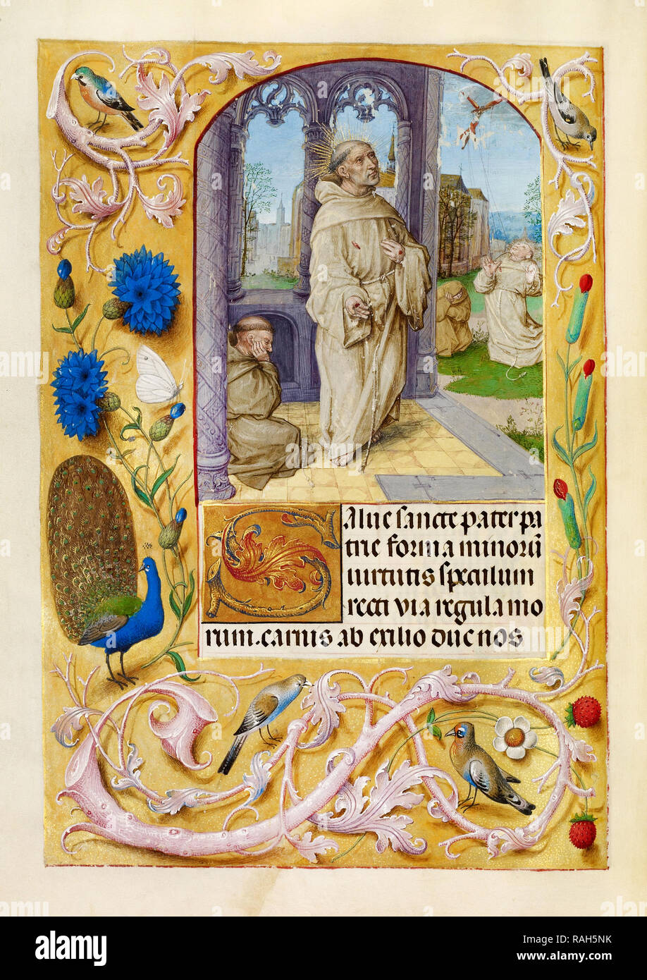 Maestro di Lubeck la Bibbia, la stigmatizzazione di San Francesco circa 1510-1520, tempere, oro e inchiostro su pergamena, il J. Paul Getty Museum di Los Angeles, Stati Uniti d'America. Foto Stock