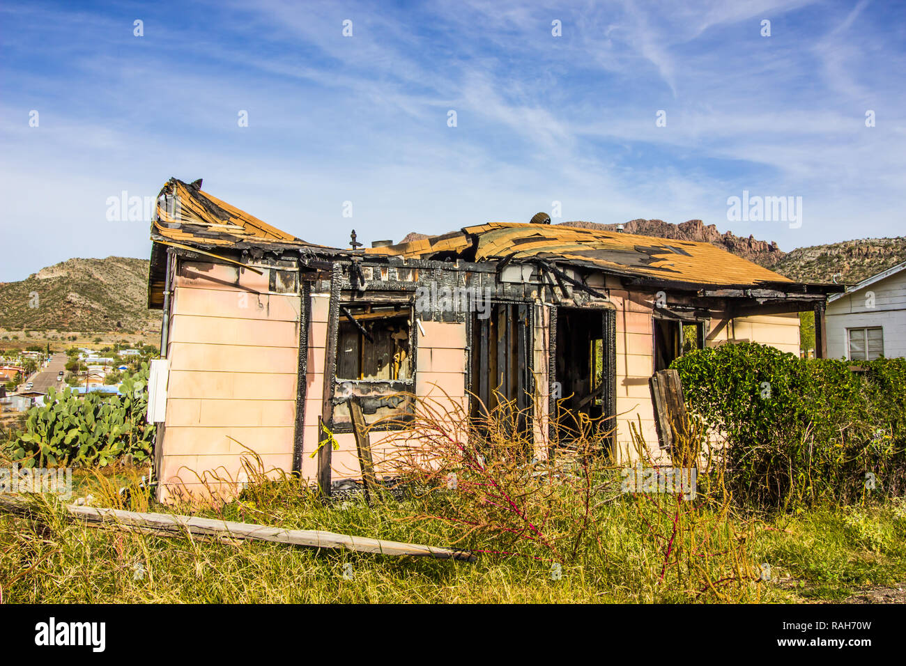 Risultati della Piccola Casa danni da incendio Foto Stock