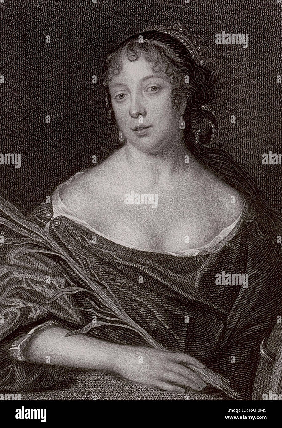 Elizabeth Pepys - Moglie di Samuel Pepys - 1825 Stampare di una seicentesca ritratto Foto Stock